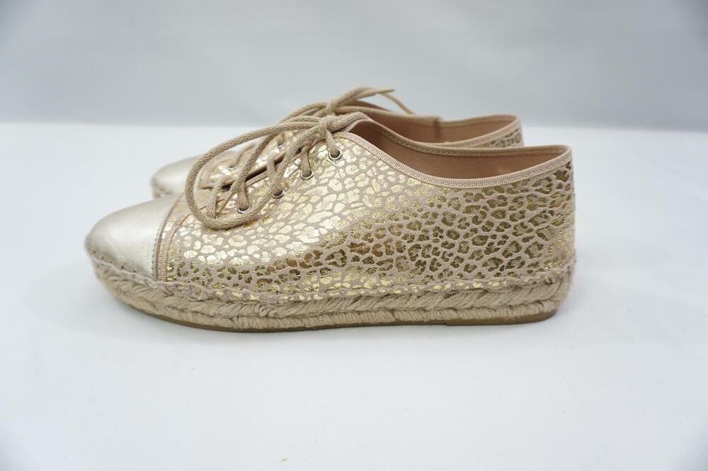 VIGUERA USED WOMEN 41 GOLD LEOPARD PRINT ESPADRILLES/FLATS/SNEAKERS SPAIN